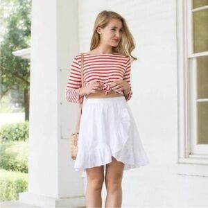 J.Crew White Linen Cotton Ruffle Wrap Mini Skirt Women’s Size 4